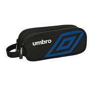 SAFTA Umbro Flash - Portatodo Doble Niño, Estuche Infantil, Estuche Niño, Ideal para Niños de 5 a 14 Años, Cómodo y Versátil, Calidad y Resistencia, 21x6x8 cm, Color Negro