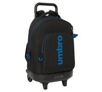 Safta Umbro Jet Black - Mochila Grande con Ruedas, Compacta, Extraíble, Ideal para Niños de Diferentes Edades, Cómoda y Versátil, Calidad y Resistencia, 33x22x45 cm
