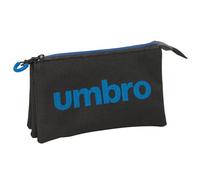 Safta Umbro Jet Black - Portatodo Triple, Estuche Infantil, Estuche Niño, Ideal para Niños en Edad Escolar, Cómodo y Versátil, Calidad y Resistencia, 22x3x12 cm