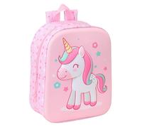 Safta UNICORN 3D - Mochila de Guardería 3D, Adaptable a Carro, Fácil Limpieza, Ideal para Niños de Diferentes Edades, Cómoda y Versátil, Calidad y Resistencia, 22x10x27 cm