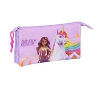 Safta Portatodo triple Unicorn Academy – Estuche infantil cómodo, versátil y resistente 22x3x12 cm