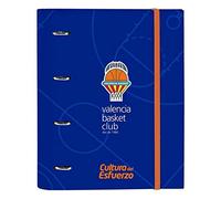 Safta- Valencia Basket Carpeta 4 Anillas de 30mm, Color Azul/Naranja, 320x140x440 mm (512084666)