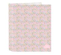 VMB Carpeta Archivador Pink Flowers Folio 4 anillas 40 mm, ideal para niños