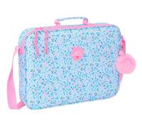 Safta M385 612536385, VMB PARAÍSO-Cartera Extraescolares, Maletín Portatodo, Bandolera, Cómoda y Versátil, Calidad y Resistencia, 38x6x28 cm, Color Unisex niños, Azul Claro/Rosa Claro, M