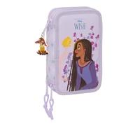 Safta Wish - Estuche Escolar con 36 Útiles Incluidos, Estuche Infantil, Estuche Niño, Ideal para Niños de 5 a 14 Años, Cómodo y Versátil, Calidad y Resistencia, 12.5x5.5x19.5 cm, Color Lila