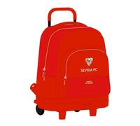 SAFTA, Zaino grande con ruote compatte estraibile Sevilla FC, 330 x 220 x 450 mm Unisex-Bambini e ragazzi, Rosso, Estándar