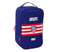SAFTA | Zapatillero Doble Atlético de Madrid, Organizador Deportivo con Cremallera, Orificios de Ventilación y Asa Superior, Compartimento Trasero con Bolsillo Interior de Velcro, Medidas 21x16x36 cm