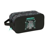 SAFTA | Zapatillero Mediano Minecraft Screen, Organizador Escolar Juvenil con Asa Lateral, Cremallera Superior, Compartimento Amplio para Zapatillas o Ropa, Medidas 29x14x15 cm
