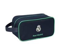 SAFTA | Zapatillero Mediano Real Madrid 2ª Equipación 25/26, Organizador Escolar y Deportivo con Asa Lateral, Cremallera Superior, Compartimento para Calzado, Medidas 29x14x15 cm