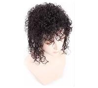 SAFWEL Cabello humano natural rizado Topper esponjoso postizo Clip sin costuras en la peluca superior for mujeres cabello fino for uso diario cosplay (Color : Black, Tamaño : 25 cm / 30 cm)