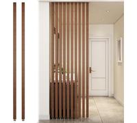 SAFWELAU DIY Panel tabiques divisores Paneles Separadores de Habitación Lamas de madera de piso a techo, Publicación de partición de pantalla para oficinas, escaleras, lofts y porches(Wood 2pcs,90cm/3