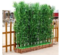 SAFWELAU Pantalla de plástico Bambu Planta Planta de bambú Artificial para Balcón Deck Garden, Base de Madera, Fácil de Instalar decoración del hogar(1m/3.3ft Tall,100x18x18.5cm-18 Pole)