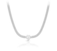 SAGA GIOIELLI Collar de mujer con colgante de trébol de cuatro hojas con circonitas de acero inoxidable - Longitud ajustable 40 + 5 cm - Caja regalo - Amuleto de la suerte