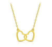 SAGA GIOIELLI Collar de mujer con corazones entrelazados de acero inoxidable - Longitud 40 + 5 cm - Colgante corazón 12 x 10 mm - Joya elegante oro para regalo, M, Acero inoxidable, 0 unidades