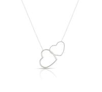 SAGA GIOIELLI Collar de mujer con dos corazones entrelazados de acero para San Valentín, regalo para el día de la madre, compromiso, caja de regalo