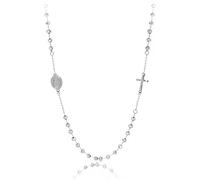 SAGA GIOIELLI Collar rosario acero cristales plateados