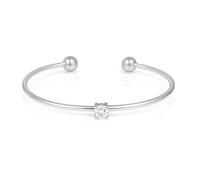 SAGA GIOIELLI Pulsera de mujer de acero inoxidable ajustable con circonita de 5 mm - Punto de luz elegante pulsera rígida abierta, idea regalo refinada