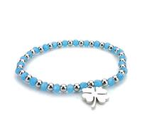 SAGA GIOIELLI® Pulsera de mujer de acero inoxidable con cristales multicolor y colgante trébol de la suerte - Pulsera elegante idea regalo suerte, 18 centimeters, Acero inoxidable Piedra