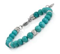 SAGA GIOIELLI Pulsera hombre mujer - Unisex con piedras duras de halita turquesa - Longitud 18,5-22 cm - Caja regalo