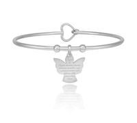 SAGA GIOIELLI® Pulsera llamador de ángeles de acero con oración con ángel de Dios