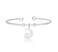 SAGA GIOIELLI® Pulsera mujer árbol de la vida, estrella, luna cristales, amuleto de la suerte, [ADJUSTABLE], Cristal