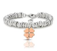 SAGA GIOIELLI Pulsera para mujer con mensajes, pensamientos y palabras, idea regalo amiga especial, hermanas, madre, abuela, nudos trenzados y colgante, regalos de la suerte, 20 cm, Acero inoxidable