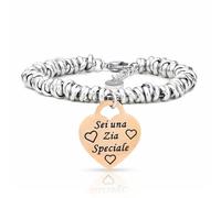 SAGA GIOIELLI Pulsera para mujer con mensajes, pensamientos y palabras, idea regalo amiga especial, hermanas, madre, abuela, nudos trenzados y colgante, regalos de la suerte, 20.5 cm, Acero inoxidable