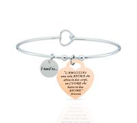 SAGA GIOIELLI pulsera para mujer, hechizos, pensamientos, palabras emocionales, con grabado, de acero, corazón, rosa, aleación de acero