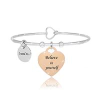 SAGA GIOIELLI® pulsera para mujer, hechizos, pensamientos, palabras emocionales, con grabado, de acero, corazón, rosa, aleación de acero
