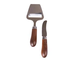 Sagaform Cortaquesos y cuchillo de mantequilla Astrid marrón-plata