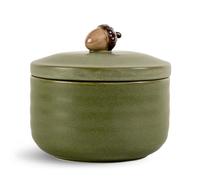 Sagaform Ellen 5018410 - Bote con tapa (gres, diámetro: 13,5 cm, altura: 7,5 cm), color verde