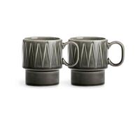 Sagaform Coffee & More 5018371 - Taza de café (2 piezas, gres, 25 cl, 12 x 8 x 9 cm), color gris