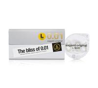 Sagami Preservativos de poliuretano originales 0.01 tamaño L, ultradelgados, superfuertes, sin látex (paquete de 5)