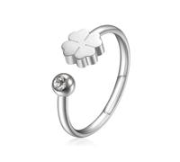 S'Agapõ Anillo de mujer de acero con símbolo trébol de cuatro hojas | Colección Click - SCK87, Universale, Metal no precioso, Cristal