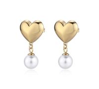 S'Agapõ Pendientes de mujer de acero con símbolo de corazón | Colección Stellar - SSE48, 28mm, Acero inoxidable, Perla