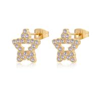 S'Agapõ Pendientes de mujer de acero con símbolo de estrella | Colección Twinkle - SWN26, 14mm, Acero inoxidable, Cristales