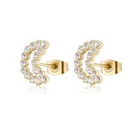 S'Agapõ Pendientes de mujer de acero con símbolo de luna | Colección Twinkle - SWN28, 12mm, Acero inoxidable, Cristales