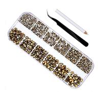 SagaSave 2000 diamantes de imitación para uñas, gemas de cristales para uñas, parte trasera plana, diamantes de imitación en 6 tamaños de 1,5 a 6 mm