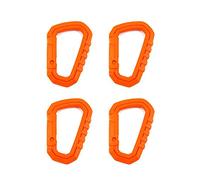 SagaSave 4 mosquetones de bloqueo, llavero de plástico en forma de D, mosquetón táctico para deportes al aire libre, senderismo, escalada (naranja)