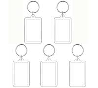 SagaSave 5 llaveros de fotos en blanco, 7,6 x 5,6 cm, rectangulares de doble cara, con marco de fotos, llavero personalizado para familiares, amigos, parejas