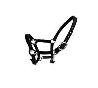 SagaSave Collar de cabeza de nailon ecuestre acolchado para la cabeza, nariz ajustable y cierre de hebilla con clip de barbilla, color negro - grande