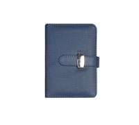 SagaSave Cuaderno A7 azul de negocios de piel sintética con compartimento para bolígrafo y ranuras para tarjetas, blocs de notas recargables para hombres y mujeres