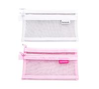SagaSave Estuche para lápices, 20,5 CM Estuches Grandes para lápices Estuche para bolígrafos Doble Malla Transparente Niñas Niños Gran Capacidad Escuela Estacionaria Oficina Estuche (Blanco + Rosa)