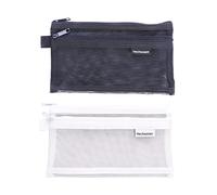 SagaSave Estuche para lápices, 20,5 CM Estuches Grandes para lápices Estuche para bolígrafos Doble Malla Transparente Niñas Niños Gran Capacidad Escuela Papelería Oficina Estuche (Negro + Blanco)