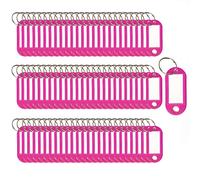 SagaSave Etiquetas clave 100 piezas llavero etiquetas de plástico de identificación llaveros etiquetas de nombre etiquetas de equipaje etiquetas con etiquetas de anillo dividido llavero, rojo rosa