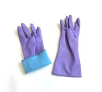 SagaSave Guantes de goma morados de manga larga con forro de algodón flocado para limpieza, lavavajillas y jardinería