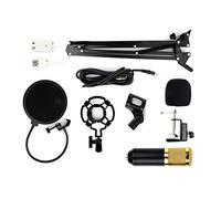 SagaSave Kit de micrófono cardioide de Estudio con micrófono de Condensador BM800 con alimentación Fantasma y Mezclador de Sonido para grabación de Estudio (Negro + Dorado)