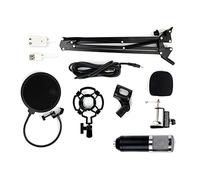 SagaSave Kit de micrófono cardioide de Estudio con micrófono de Condensador BM800 con alimentación Fantasma y Mezclador de Sonido para grabación de Estudio (Negro + Plateado)