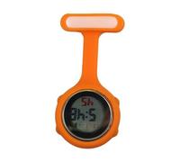 SagaSave Reloj de bolsillo digital, pantalla digital, reloj de enfermera, silencioso, electrónico, luminoso, con pin/clip, para enfermeras, médicos, mujeres y hombres, naranja, Moderno