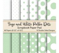 Sage and White Polka Dots Scrapbook Paper Pad: 48 Pages of Non-Perforated, Double-Sided, Decorative, 8.5" x 8.5" Paper for Scrapbooking, Collage, Junk ... Art, Decorating, and Other Craft Projects
